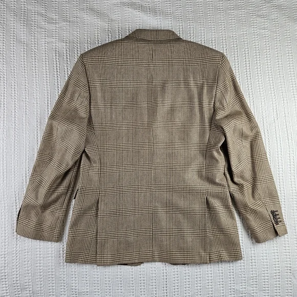 Lauren‎ Ralph Lauren Classic Brown Silk Wool Houndstooth Men's Blazer Size 42R